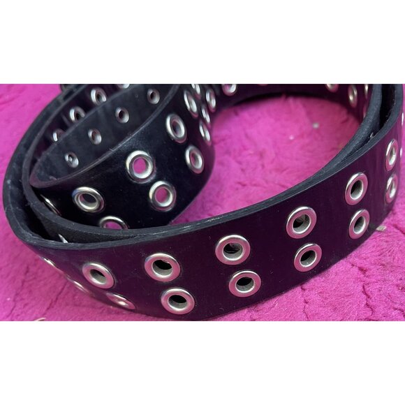 Mario Lorenzi PLUS 4x- 60" Black Silver Grommet Rocker Punk Goth Belt Vegan Moto - Picture 4 of 5